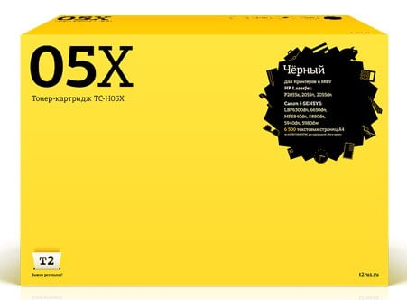 Картридж лазерный T2 CE505X TC-H05X CE505X черный (6500стр.) для HP LBP6300dn/6650dn/MF5840dn/5880dn/5940dn/5980dw/LJ 2055dn/2055n/P2055x с чипом Canon