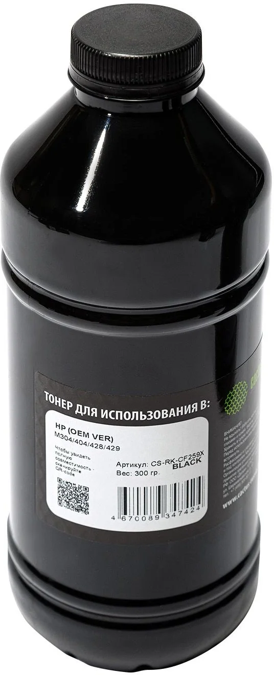 Тонер Cactus CS-RK-CF259X черный флакон 300 гр. (в компл.:чип) для принтера HP (OEM VER) M304/404/428/429