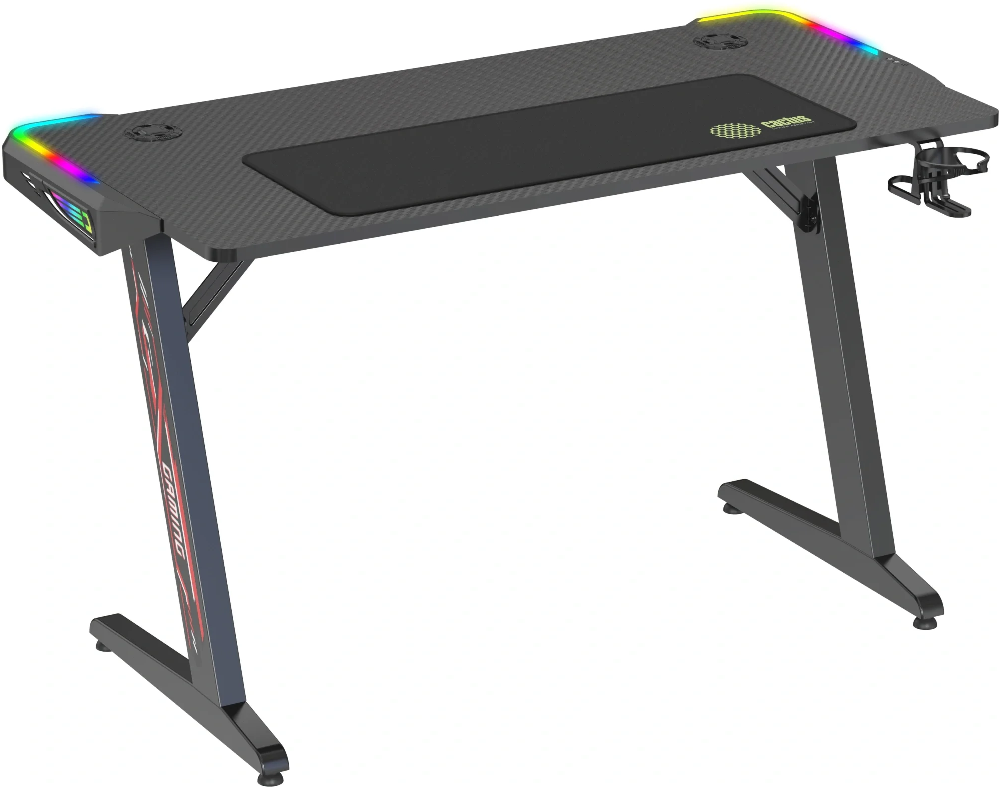 Стол игровой Cactus CS-GTZ-BK-RGB столешница ДСП черный каркас черный 127x63.5x76см