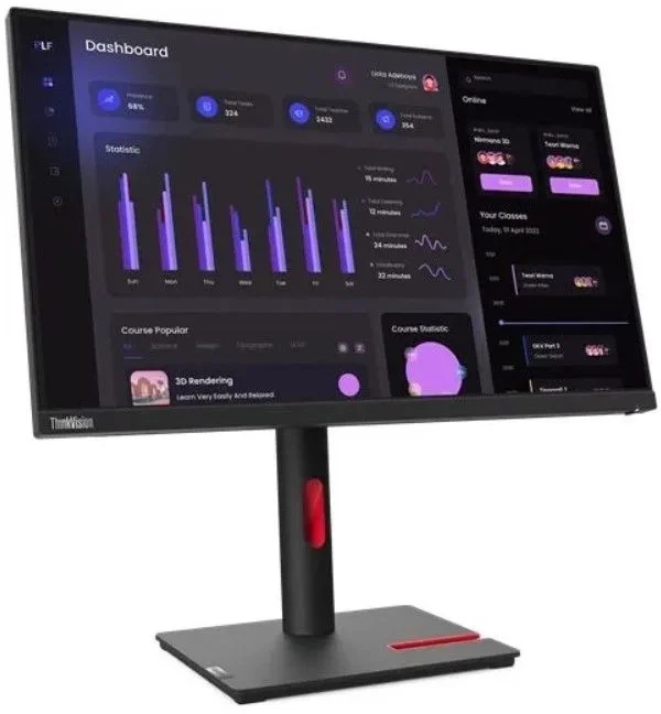 Монитор 23.8" Lenovo ThinkVision T24i-30 IPS 1920x1080, 60 Гц, 4 мс, 16:9, 250 кд/м², HDMI 1.4, DP 1.2, VGA, USB Hub (4x USB 3.2), 3.5 Jack, HDR10, черный