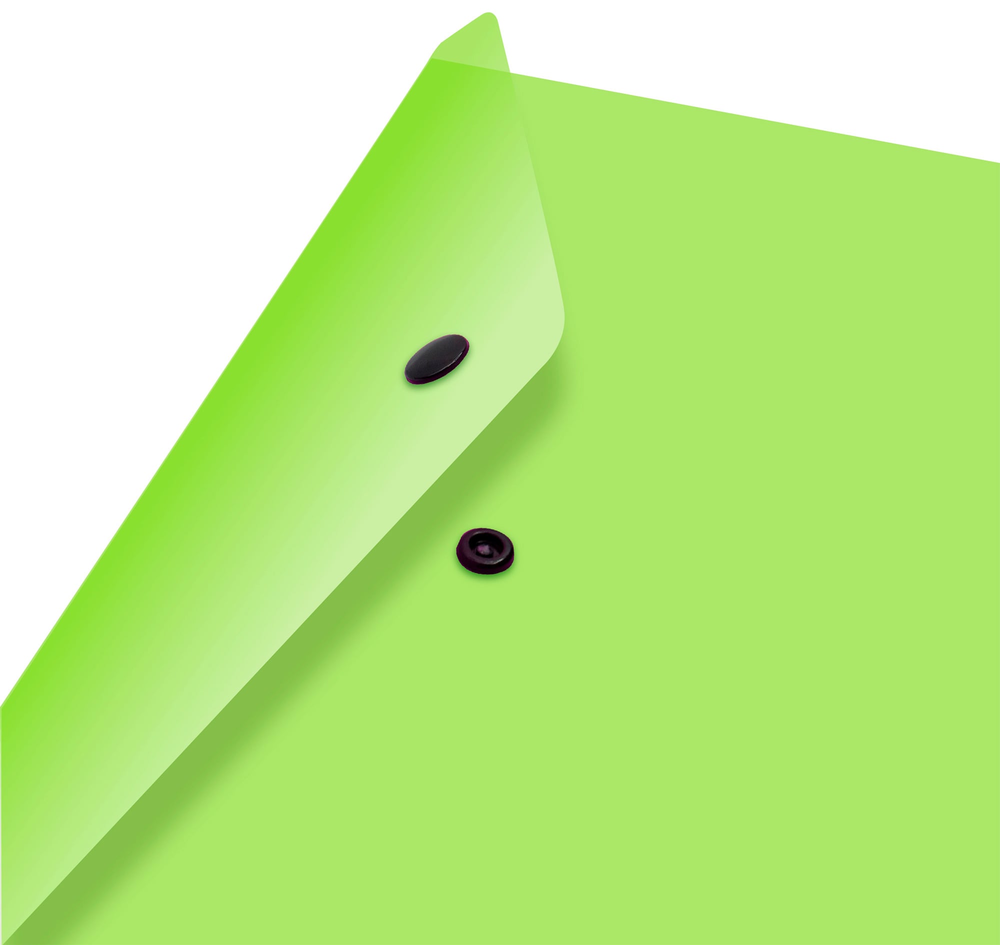Конверт на кнопке Бюрократ Double Neon DNEPK803A4LETT A4, горизонтальная ориентация, пластик, 0.15мм, салатовый