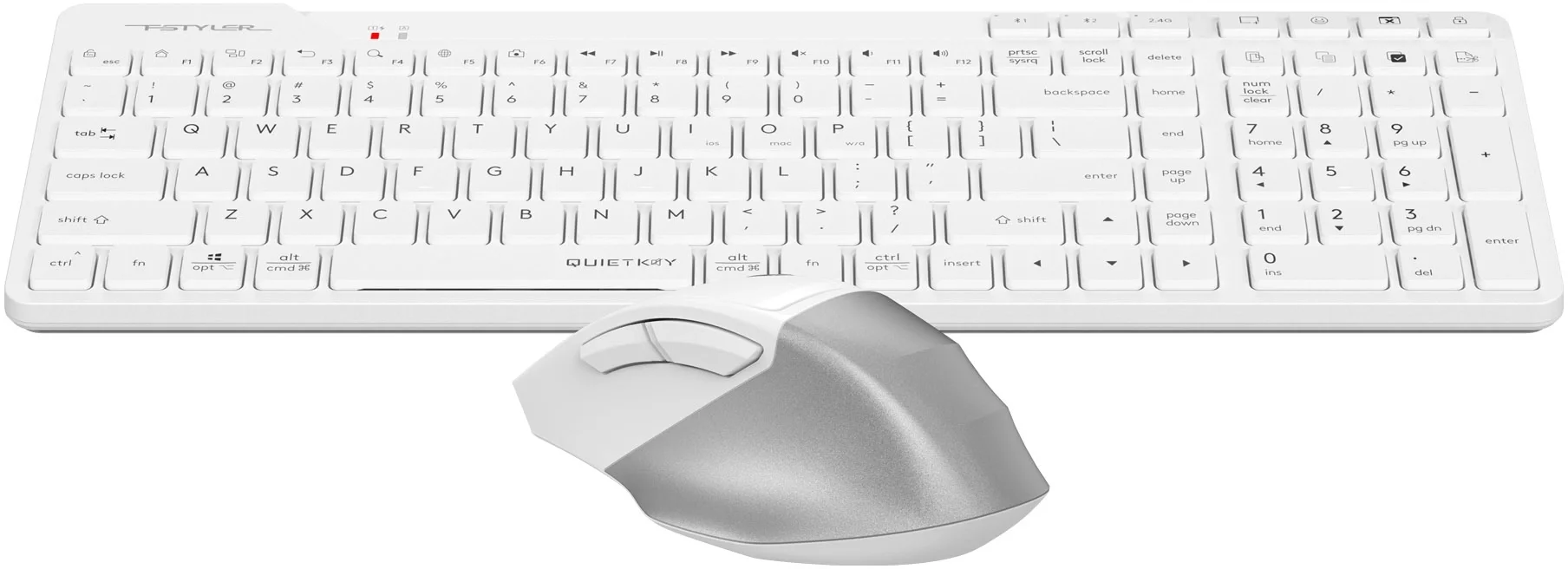 Клавиатура + мышь A4Tech Fstyler FB2800C Air2 White клав:белый/серый мышь:белый/серый USB беспроводная Bluetooth/Радио slim