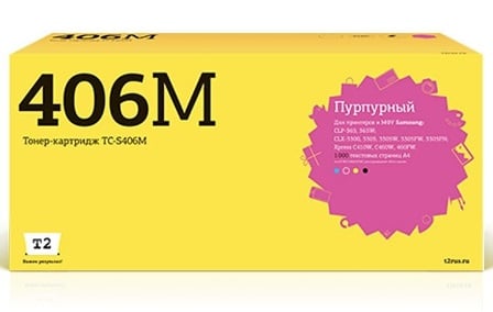 Картридж лазерный T2 TC-S406M CLT-M406S/SU254A пурпурный (1000стр.) для Samsung CLP-365/CLX-3300/3305/Xpress C410