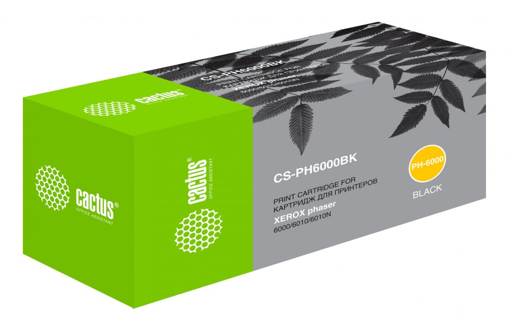 -/ Картридж лазерный Cactus CS-PH6000BK 106R01634 черный (2000стр.) для Xerox Phaser 6000/6010