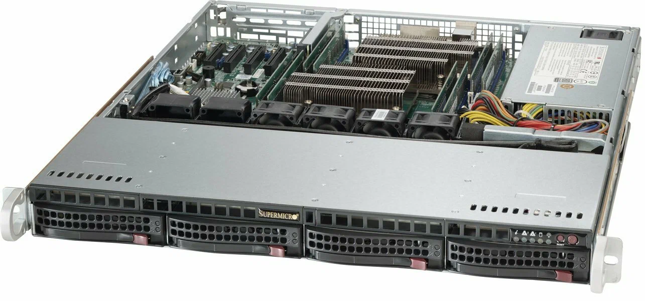 SM 6018R (1U, X10DRi, 2xLGA2011-3, 16DIMM-DDR4, SoftRaid-6Gb, 2xGE, BPN-TQ, 8x2,5", 2xPSU, IPMI, Rails, Approved)+ Комплект крепежа
