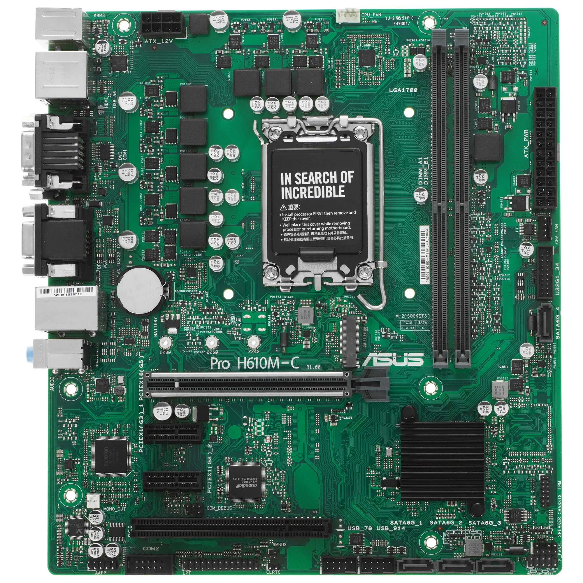 Материнская плата ASUS PRO H610M-C-CSM, LGA1700, H610, 2*DDR5, 4*SATA, 1*M.2, 2*USB 3.2, 2*USB 2.0, 1*COM port, 1*PCIx16, 2*PCIx1, DP+HDMI+VGA, mATX; 90MB1AT0-M0EAYC