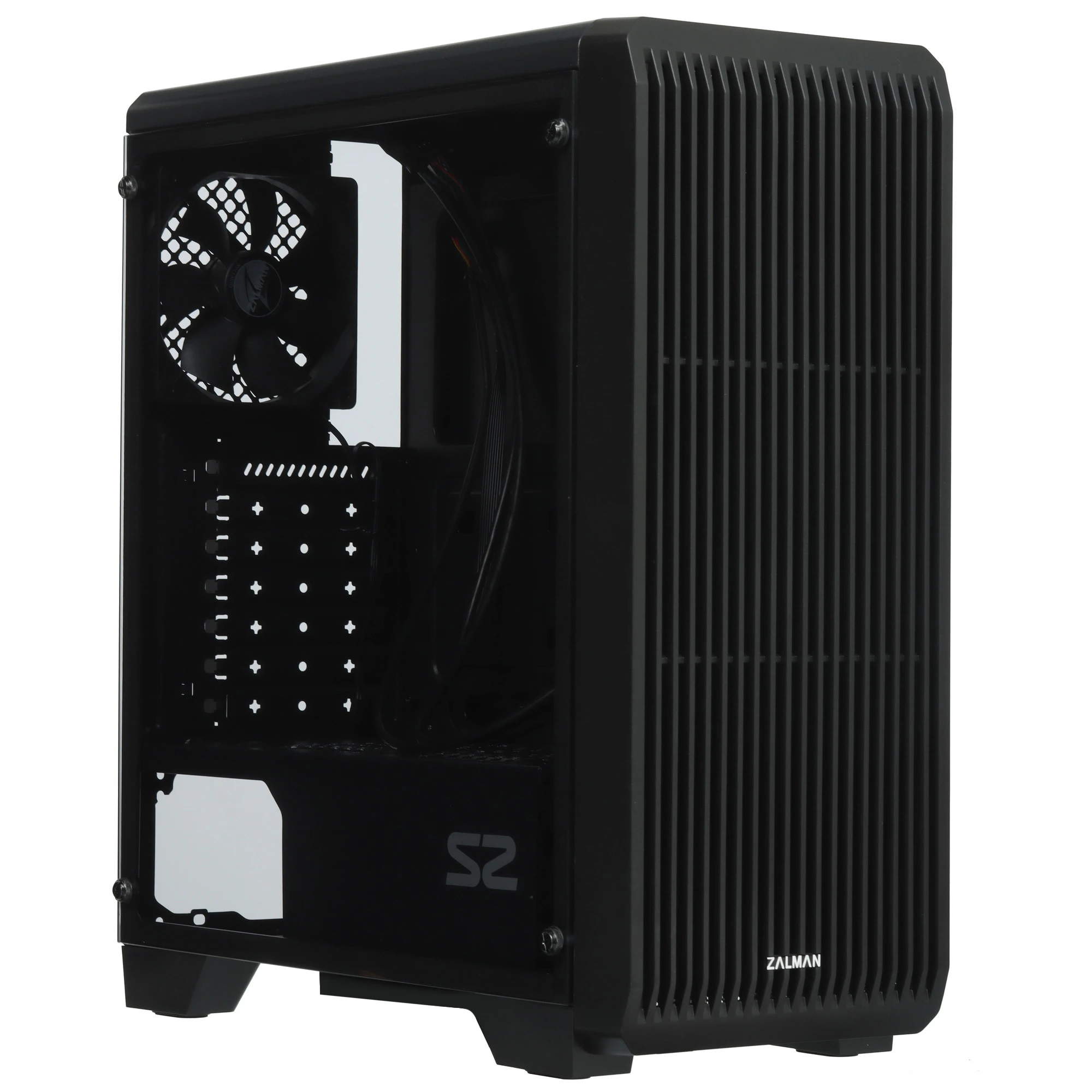 Miditower ZALMAN <S2 TG> ATX, BLACK, TEMPERED GLASS WINDOW, 2x3.5", 2x2.5", 2xUSB2.0, 1xUSB3.0, FRONT 2x120mm без БП