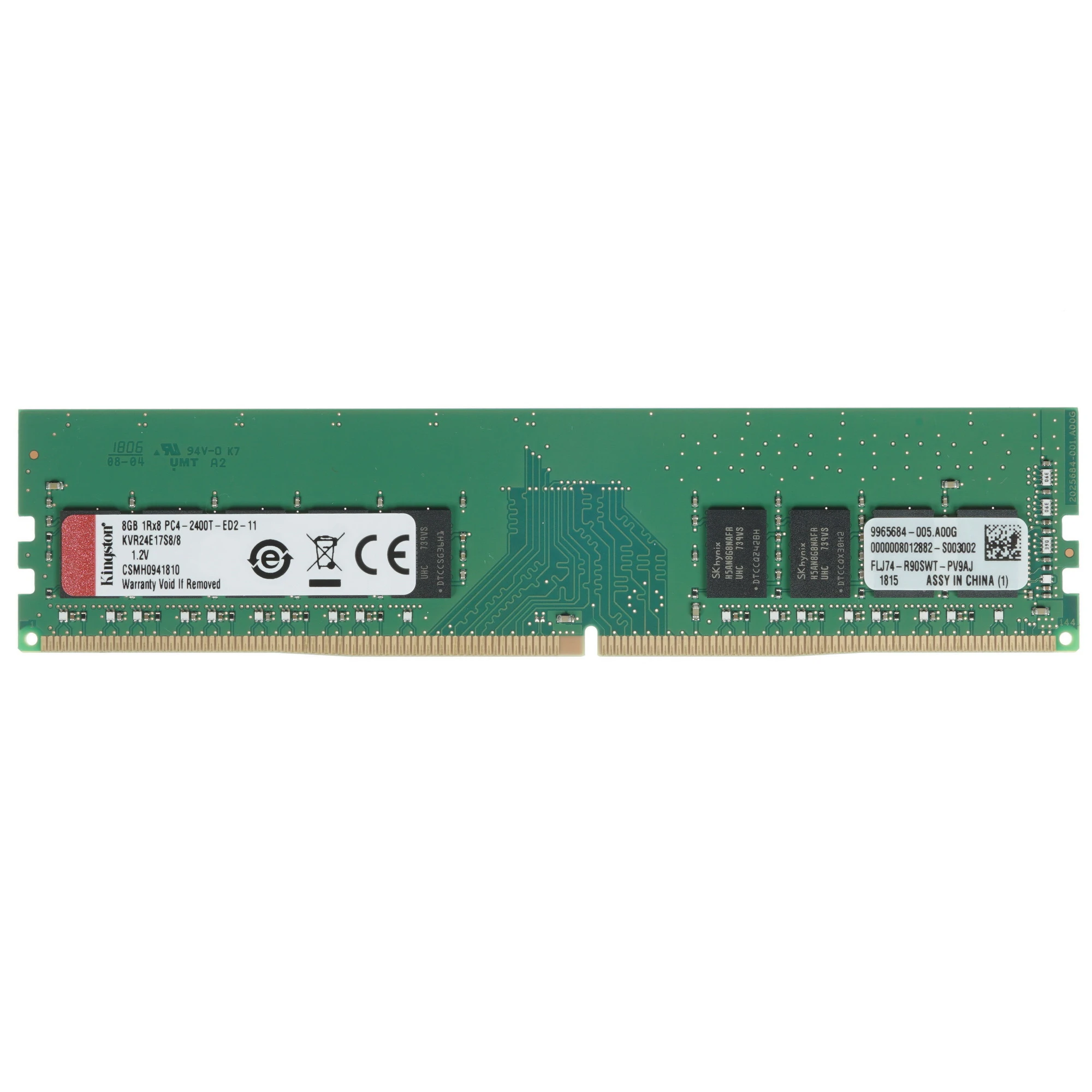 8Gb DDR4 Kingston ValueRAM KVR24E17S8/8  DIMM, ECC, unbuffered, PC4-19200, CL17, 2400МГц