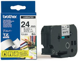 Brother TZE-251 Картридж с лентой (P-Touch, 24мм, Черный на белом) (TZE251)