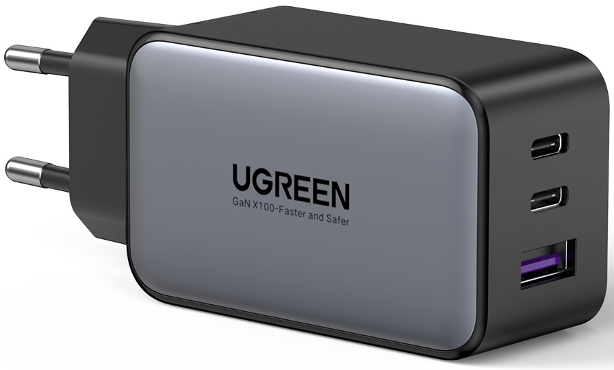 Сетевое зарядное устройство UGREEN CD244 (10335) Nexode 65W USB-A+2*USB-C GaN Tech Fast Charger EU. Цвет: серый