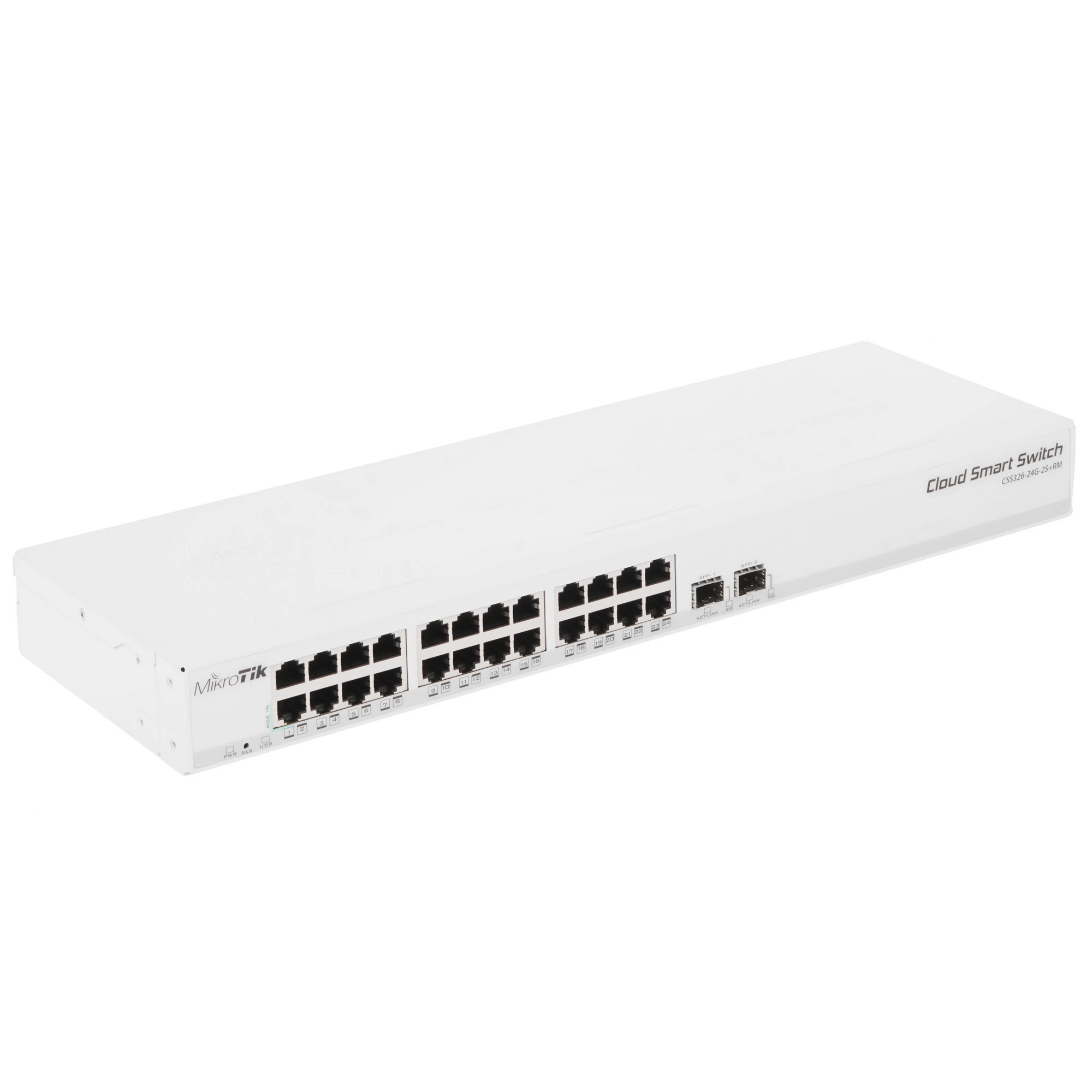 Коммутатор Настраиваемый (Smart) Mikrotik - Cloud Smart Switch 326-24G-2S+RM, Layer 2, 24-1GbE, 2-SFP+, ROM-2MB, SwOS, SNMP, Web, в стойку, CSS326-24G-2S+RM