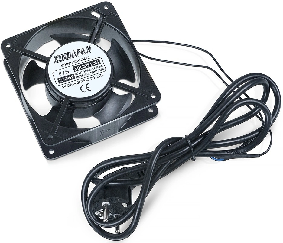 Вентиляторный модуль Cabeus, 220V, 1U, 38х120х120 мм (ВхШхГ), вентиляторов: 1, поток: 150 м3/ч, для настенных шкафов серии SH-05F, черный
