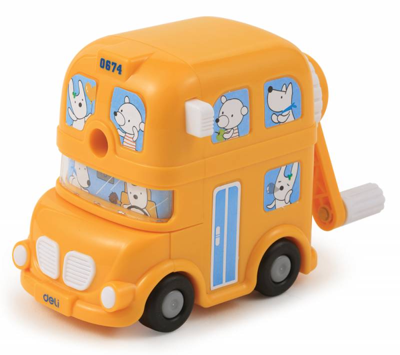 Точилка для карандашей механическая Deli BUS E0674, 1 отверстие, пластик, ассорти, коробка