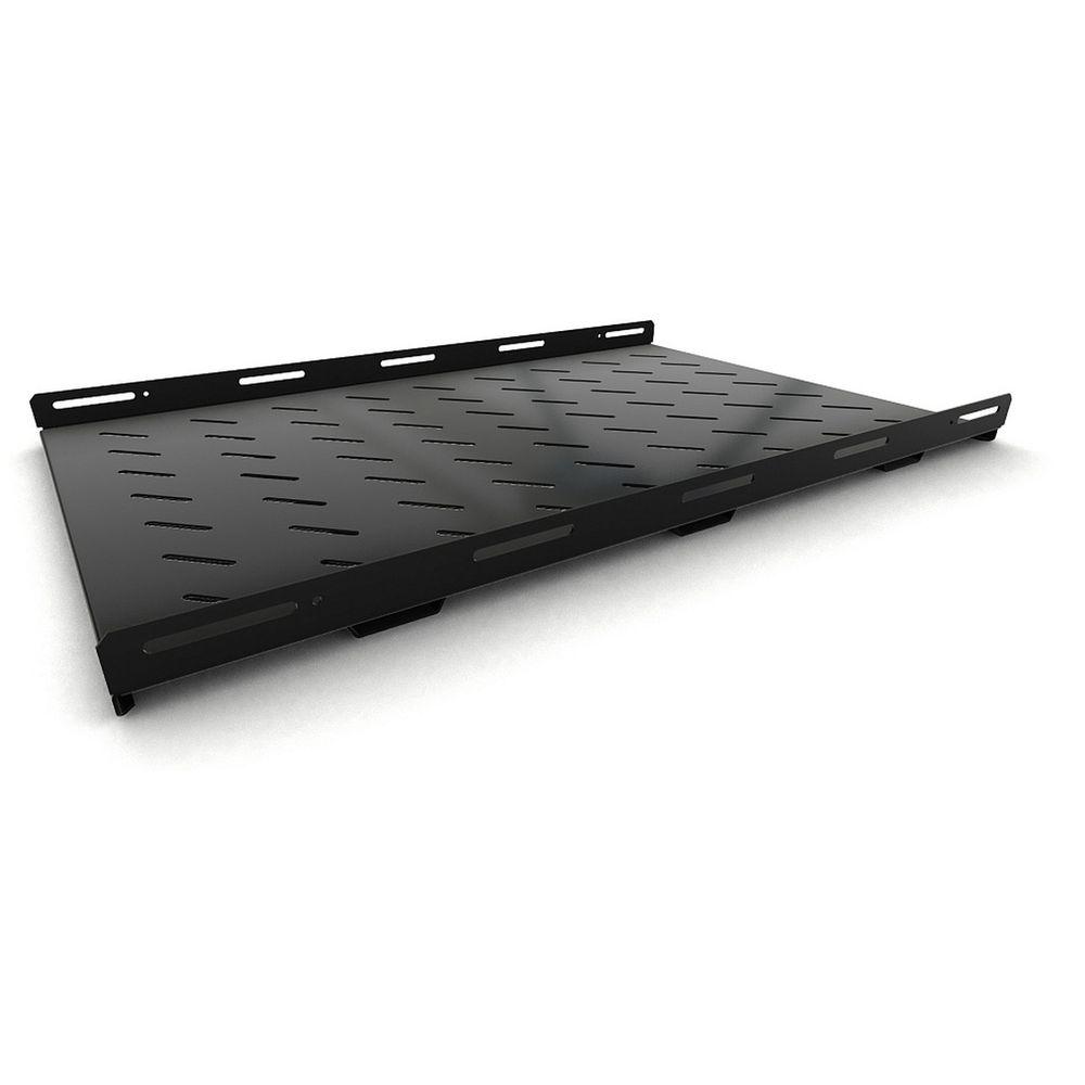Полка Hyperline TSH3M-850-RAL9004 Полка стационарная усиленная, глубина 850 мм, с боковым креплением, нагрузка до 50 кг, для шкафов серии TTB, TTR, TTBR, 485х850мм (ШхГ), цвет черный (RAL9004)