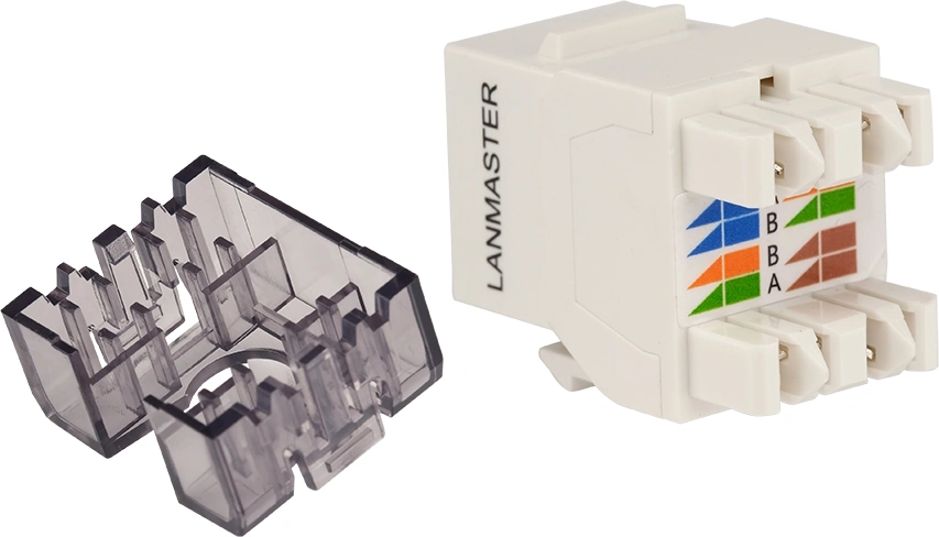 Модуль Модуль Keystone, RJ45, неэкранированный, кат.6, без шторки, 180 градусов, белый