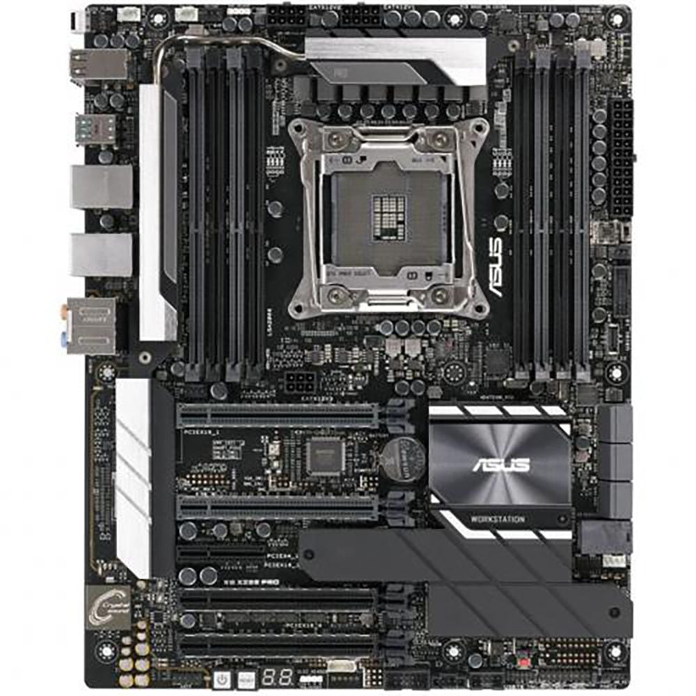 Материнская плата для рабочих станций MB ASUS WS X299 PRO Socket 2066 Core X-Series Processors, 8xDIMM, Max. 128GB, DDR4 Non-ECC UDIMM, 2xPCIe 3.0 x16 (x16 mode), 1xPCIe 3.0 x16 (x8 mode), 1xPCIe 3.0 x16 (x4 mode), 1xPCIe 3.0 x4 (x4 mode), Intel® I210-AT (2xGbt LAN), 6xSATA 6Gb/s ports +1xM.2 (PCIE 3.0 x 4 mode) + 1xM.2 (SATA&PCIE 3.0 x 4 mode), Realtek® ALC1220 7.1-Ch AUDIO, 6xUSB 3.1 Gen1, 6xUSB 2.0, 2xUSB 3.1 Gen 2 port (Type-A/Type-C), ATX 12"x9.6"
