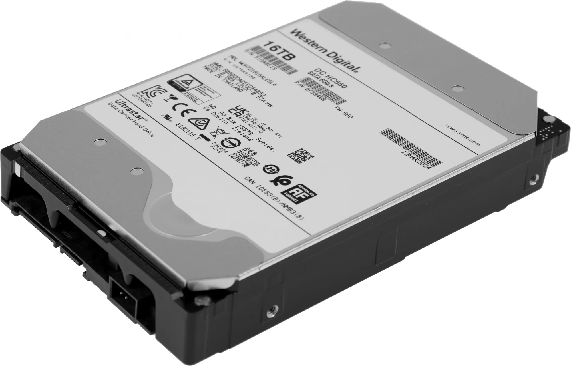 Жесткий диск WD SATA-III 16TB 0F38462 WUH721816ALE6L4 Server Ultrastar DC HC550 512E (7200rpm) 512Mb 3.5"