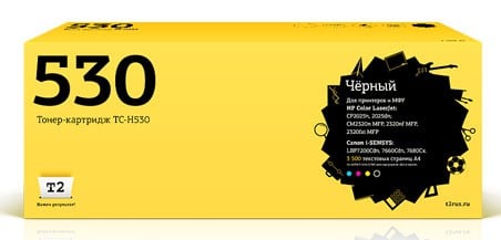Картридж лазерный T2 CC530A TC-H530 CC530A черный (3500стр.) для HP LJ CM2320fxi/CM2320n/CM2320nf/CP2025dn с чипом Canon LBP7200Cdn/7660Cdn/7680Cx