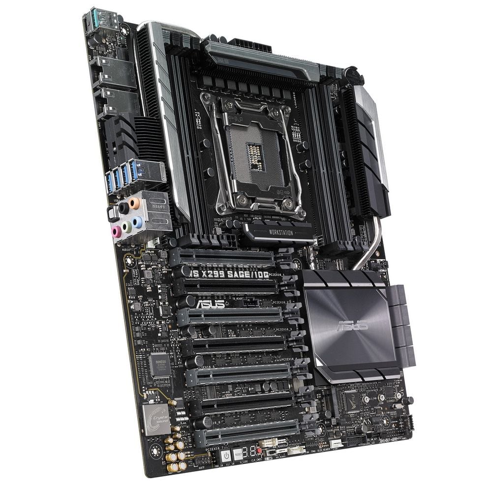 Материнская плата ASUS WS X299 SAGE/10G, LGA 2066, Intel X299, 8xDDR4, 8xSATA, 2xM.2, 1xU.2, 1xPCIe 3.0 x16, 6xPCIe 3.0 x8, 2x 10Gb LAN, 1xUSB-C 3.2 Gen 2, 1xUSB-A 3.2 Gen 2, 4xUSB-A 3.2 Gen 1, 5x3.5 мм, 7.1, SSI-CEB
