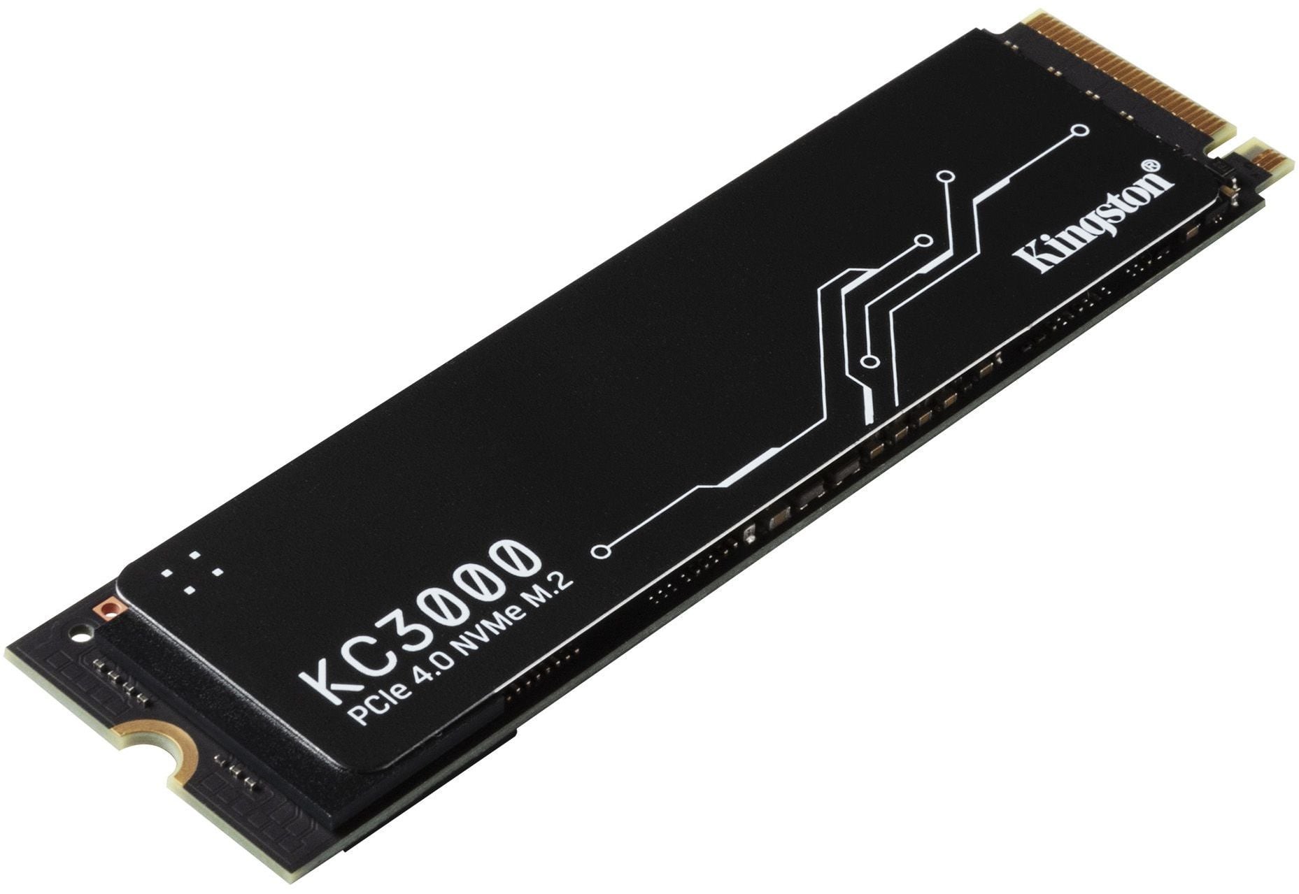 Твердотельный накопитель/ Kingston SSD KC3000, 4096GB, M.2(22x80mm), NVMe, PCIe 4.0 x4, 3D TLC, R/W 7000/7000MB/s, IOPs 1 000 000/1 000 000, DRAM buffer 4096MB, TBW 3200, DWPD 0.71, with Heat Spreader (60 мес)