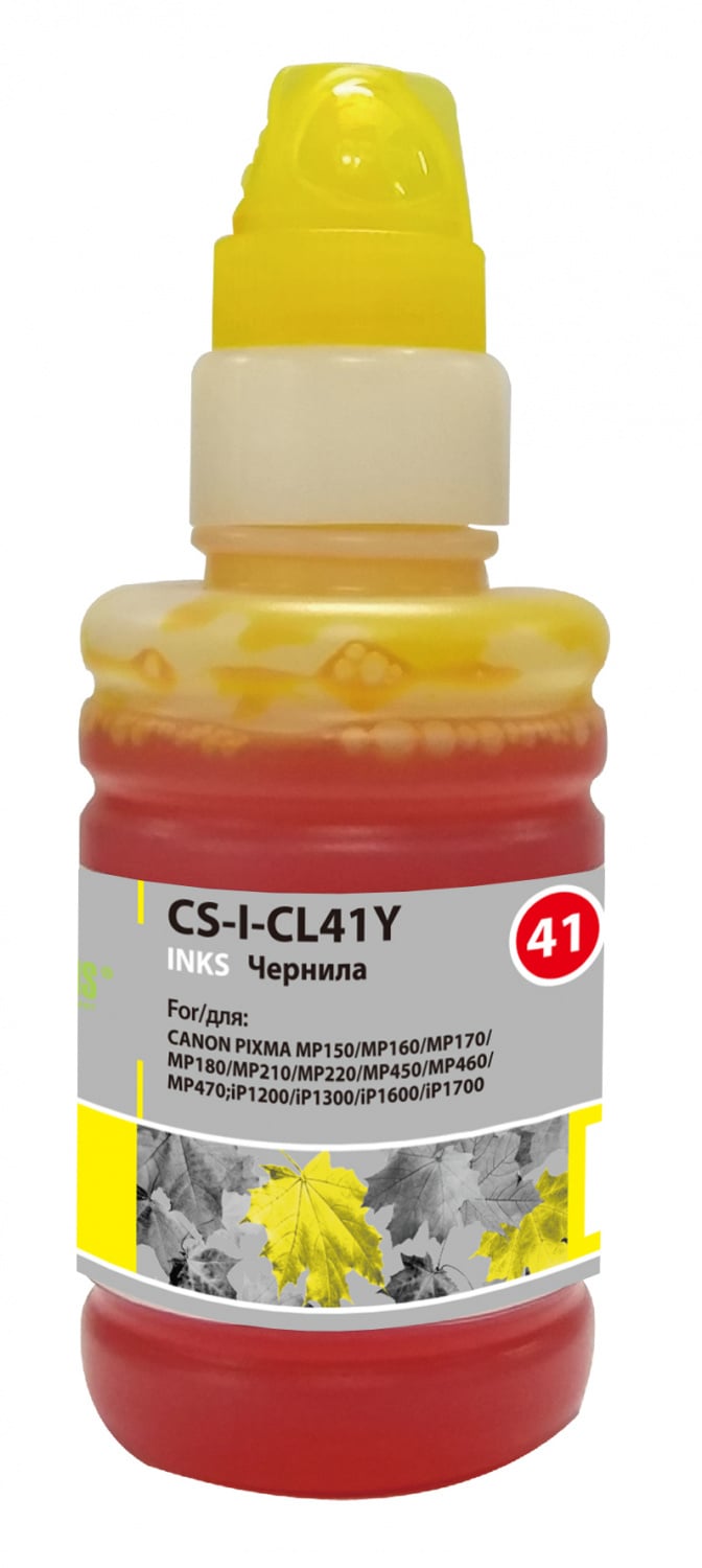 -/ Чернила Cactus CS-I-CL41Y желтый 100мл для Canon Pixma MP150/MP160/MP170/MP180/MP210/MP220