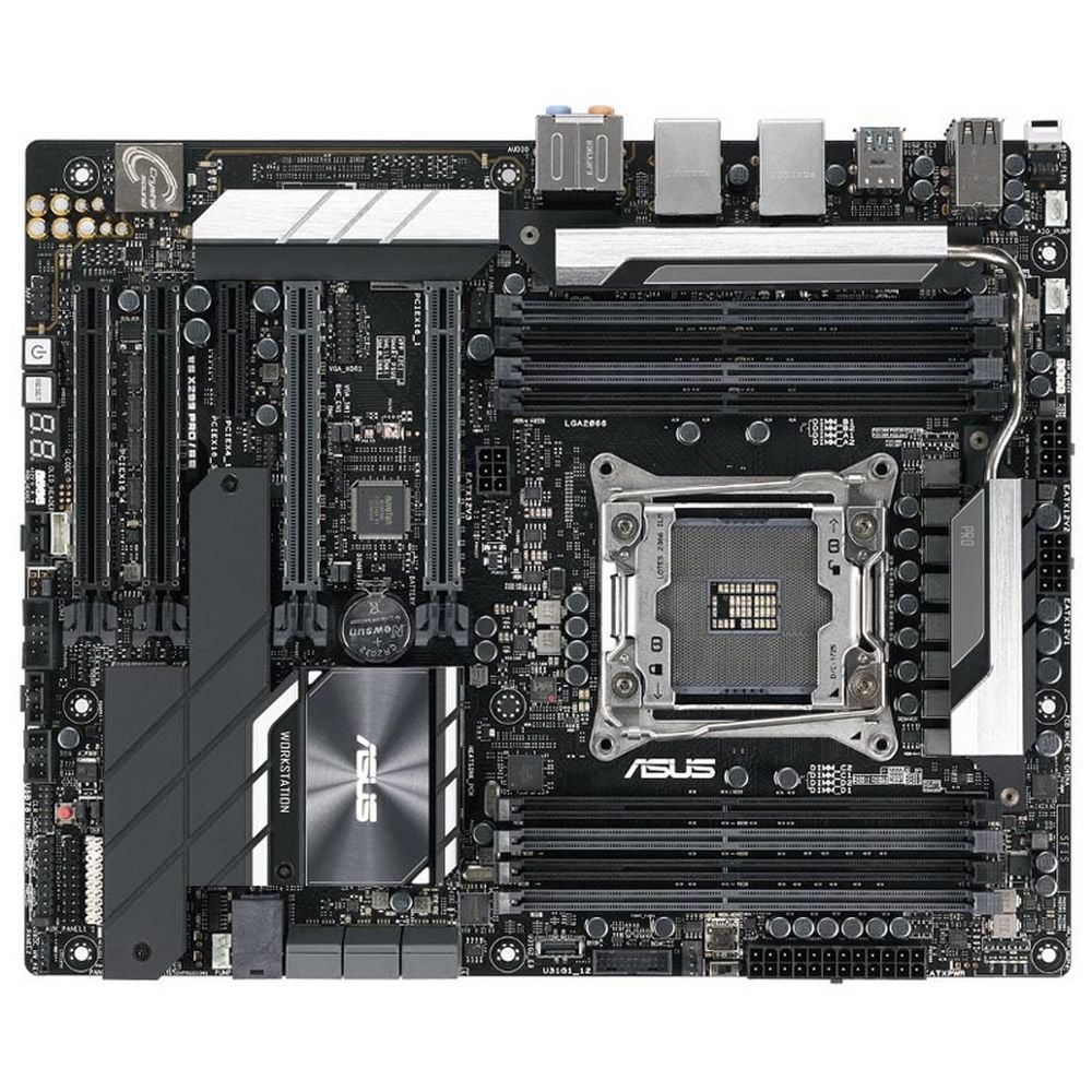 Материнская плата ASUS WS X299 PRO/SE, LGA 2066, Intel X299, 8xDDR4, 6xSATA, 2xM.2, 1xU.2, 2xPCI-E 3.0 x16, 1xPCI-E 3.0 x8, 1xPCI-E 3.0 x4, 2x 1Gb LAN, 1xUSB-C 3.2 Gen 2, 1xUSB-A 3.2 Gen 2, 4xUSB-A 3.2 Gen 1, 4xUSB-A 2.0, 5x3.5 мм, 7.1, Standard-ATX