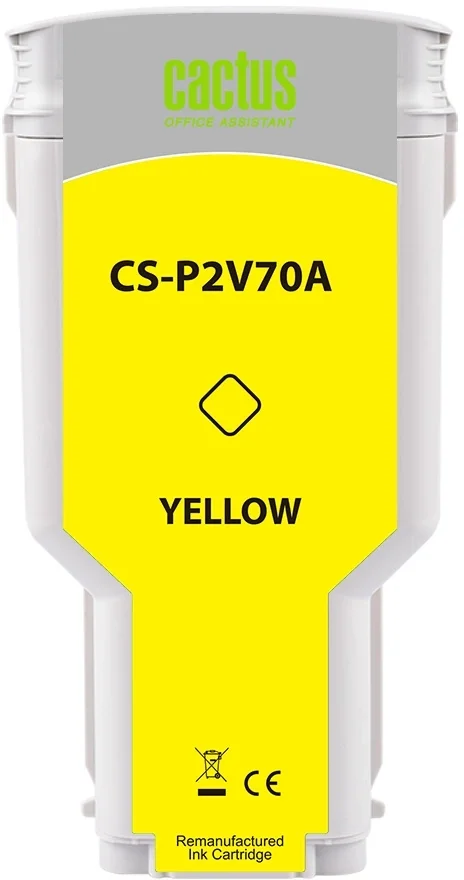 Картридж струйный Cactus CS-P2V70A №730 желтый (300мл) для HP Designjet T1600/1700/2600 с чипом