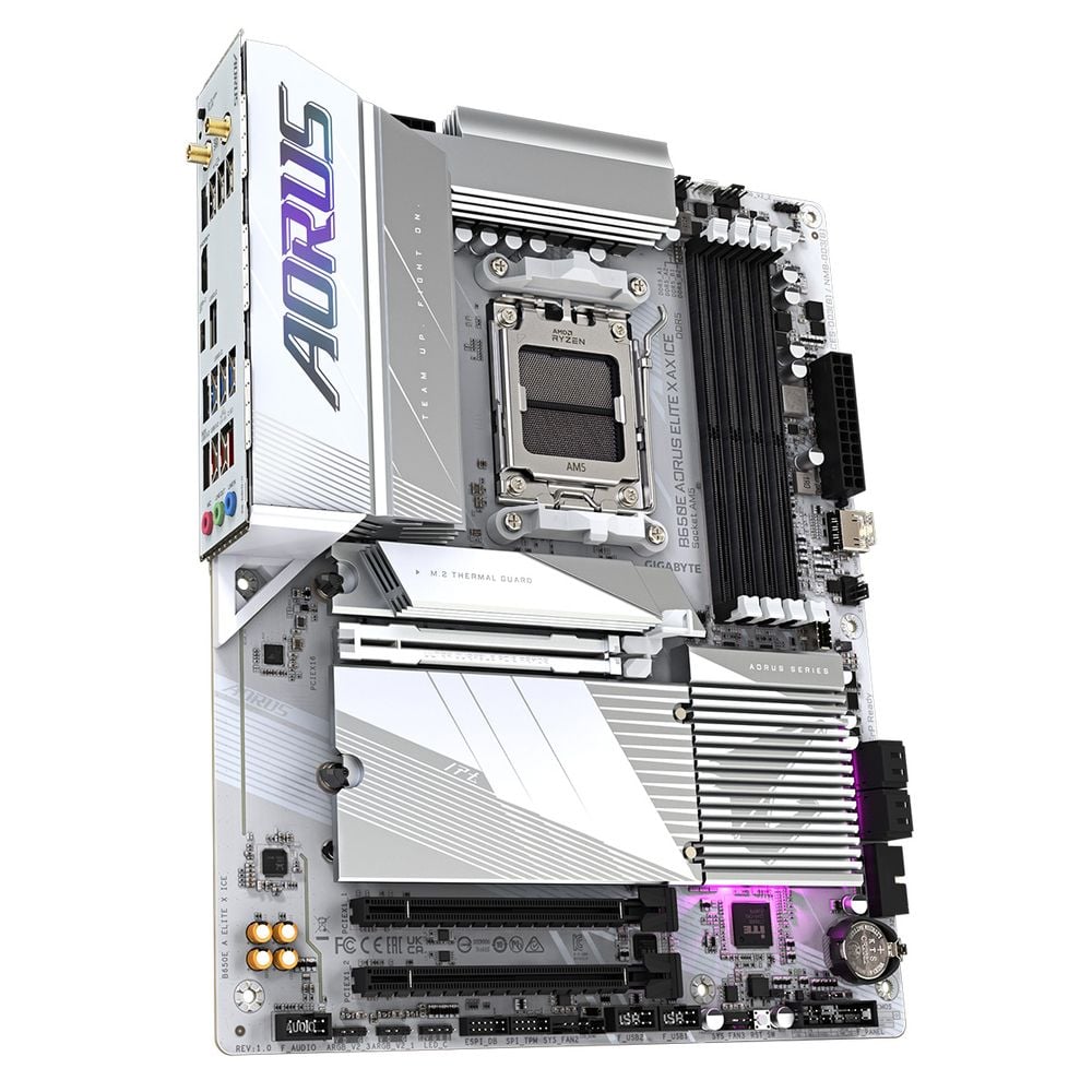 Материнская плата Gigabyte OEM B650E AORUS ELITE X ICE, Socket AM5, AMD B650, 4xDDR5-5200, HDMI, 3xPCI-Ex16, 4xSATA3(RAID 0/1/10), 3xM.2, 8 Ch Audio, 2.5GLan, WiFi, (4+4)xUSB2.0, (7+2)xUSB3.2, (1+1)xUSB3.2 Type-C™, ATX, RTL