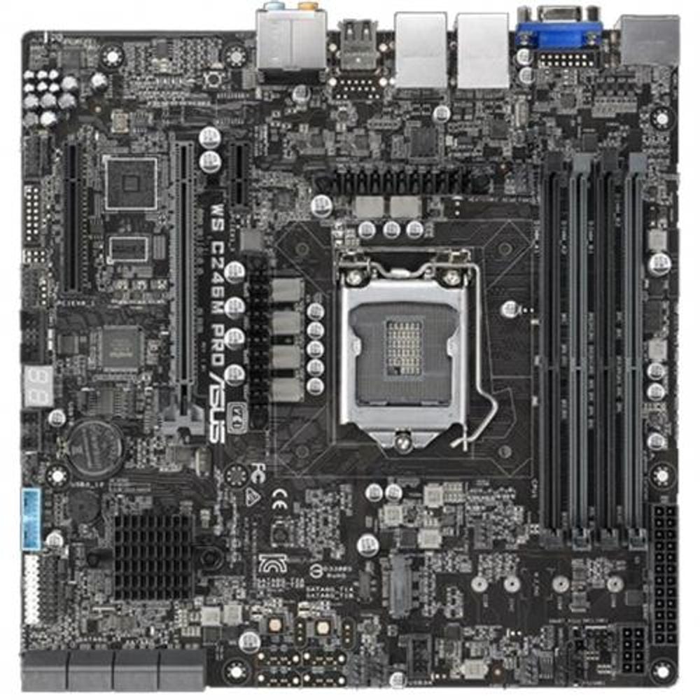 Материнская плата серверная ASUS WS C246M PRO, LGA 1151 v2, Intel C246, 4xDDR4, 1xM.2, 6xSATA, 1xPCI-E 3.0 x16, 1xPCI-E x1, 2x1Gb LAN, 2xUSB-A 2.0, 2xUSB-A 3.2 Gen 1, 2xUSB-A 3.2 Gen 2, 1xDisplayPort, 1xHDMI, 1xVGA, 3x3.5 мм, S/PDIF Out, Micro-ATX