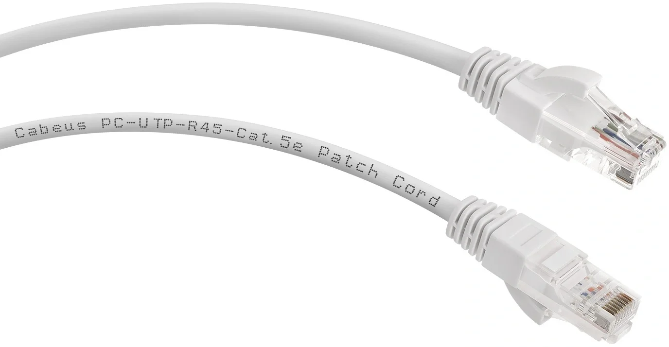 Cabeus PC-UTP-RJ45-Cat.5e-2m-WH Патч-корд U/UTP, категория 5е, 2xRJ45/8p8c, неэкранированный, белый, PVC, 2м   