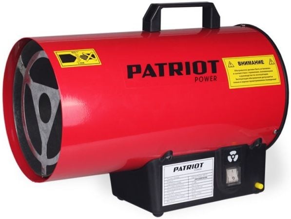 Калорифер газовый PATRIOT GS 12 [633445012] {Мощн. 12 кВт;Эл.двиг.: 25 Вт - 220 Вольт;  Тип газа: пропан/бутан; Расход: 0.71 кг/час; Вес: 4.4 кг; Редуктор и шланг в комплекте}