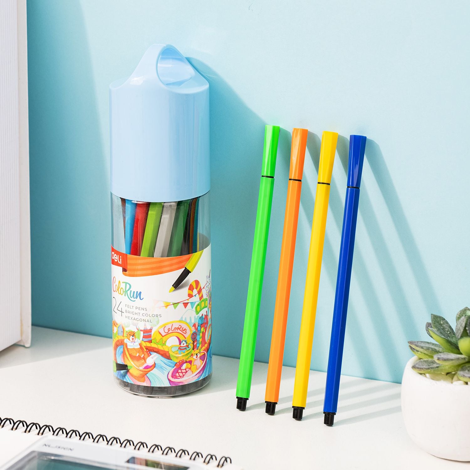 Фломастеры Deli EC156-24 ColoRun 24 цвета, пластиковая туба