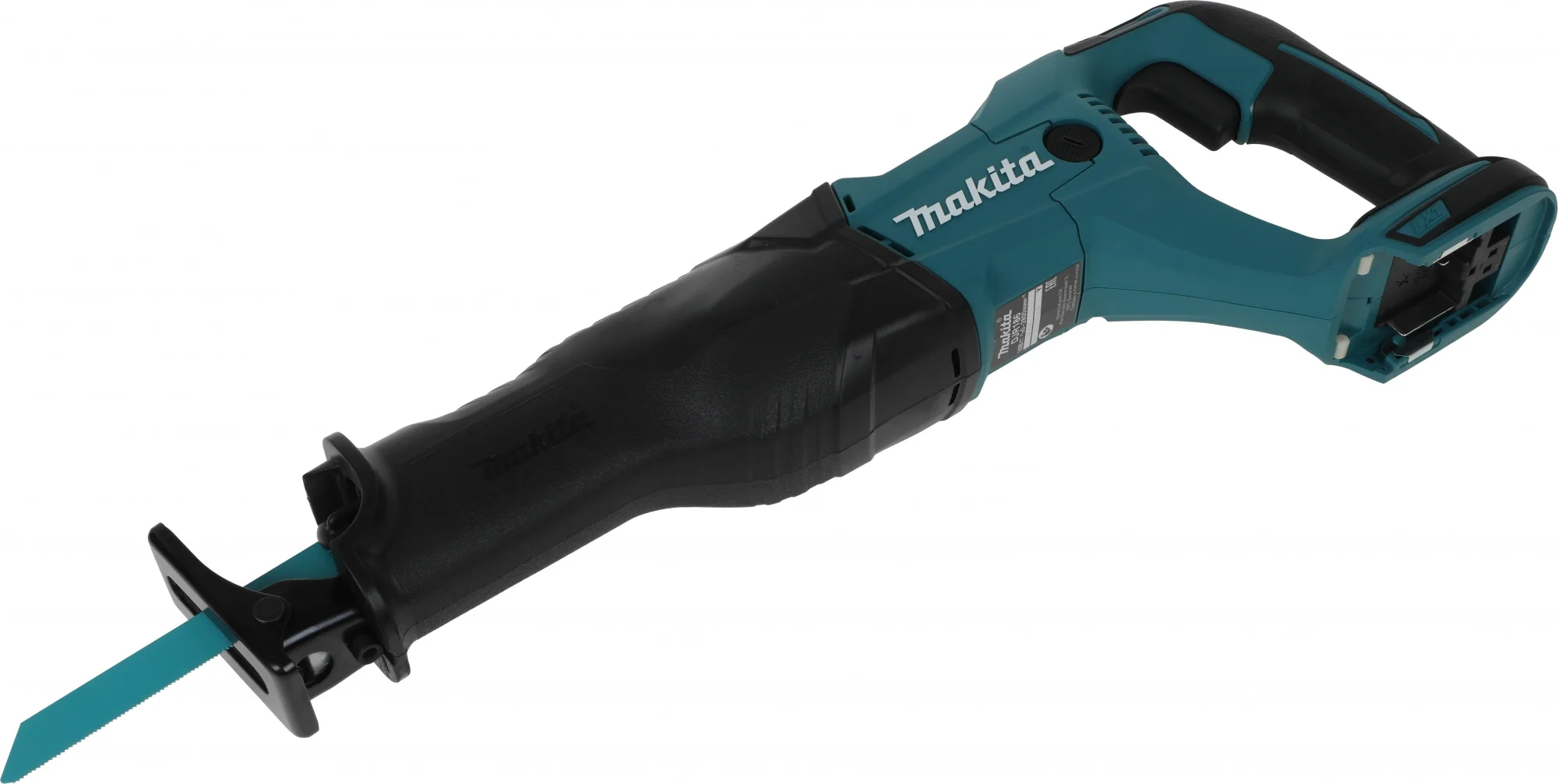 Makita DJR186Z Пила саб ак ,{18В,Li-ion,0-2800об\м,ход-32мм,рез-255мм,3.5кг,кор,подсв,н-р пилок,б\акк и з\у,XPT}