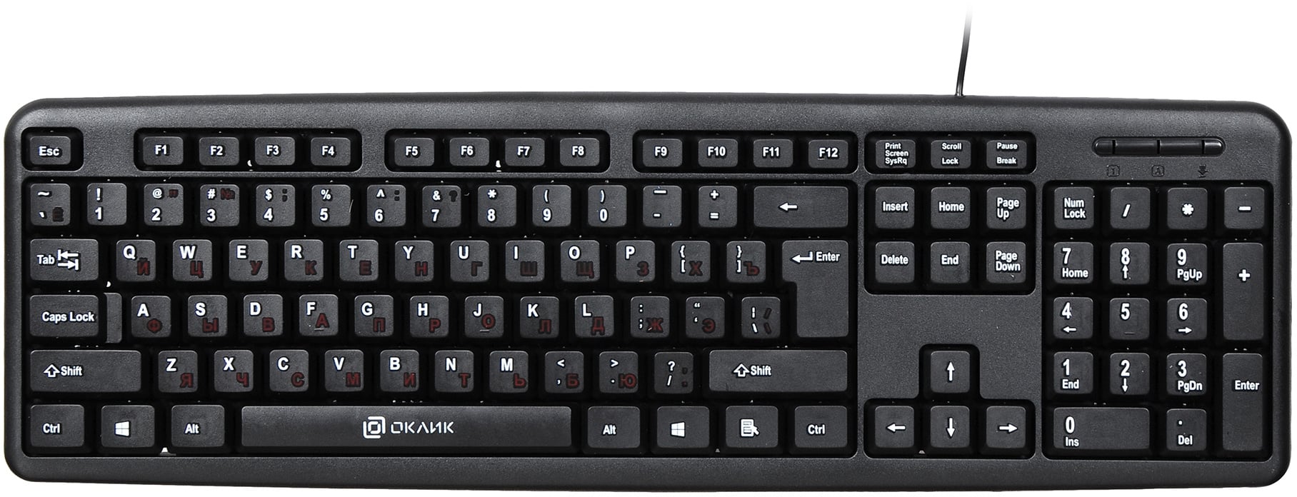 Клавиатура Оклик 90M черный USB (402127) кабель 1.35м