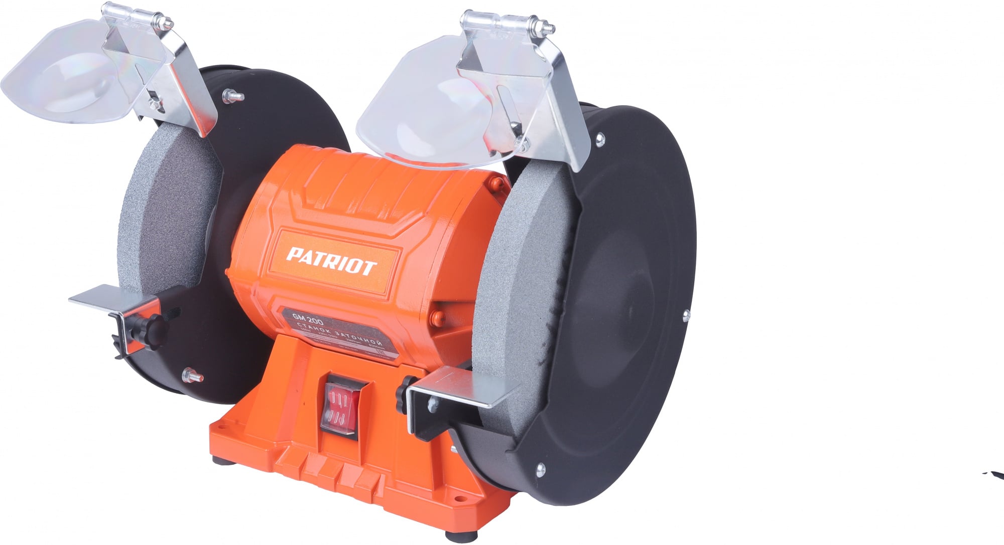 Станок заточной PATRIOT Expert GM 200, 550Вт, 2980об/мин, 200мм диск, А36/А60 зерн, посадочный 16 мм, асинхронный, адаптер на круги 32 мм