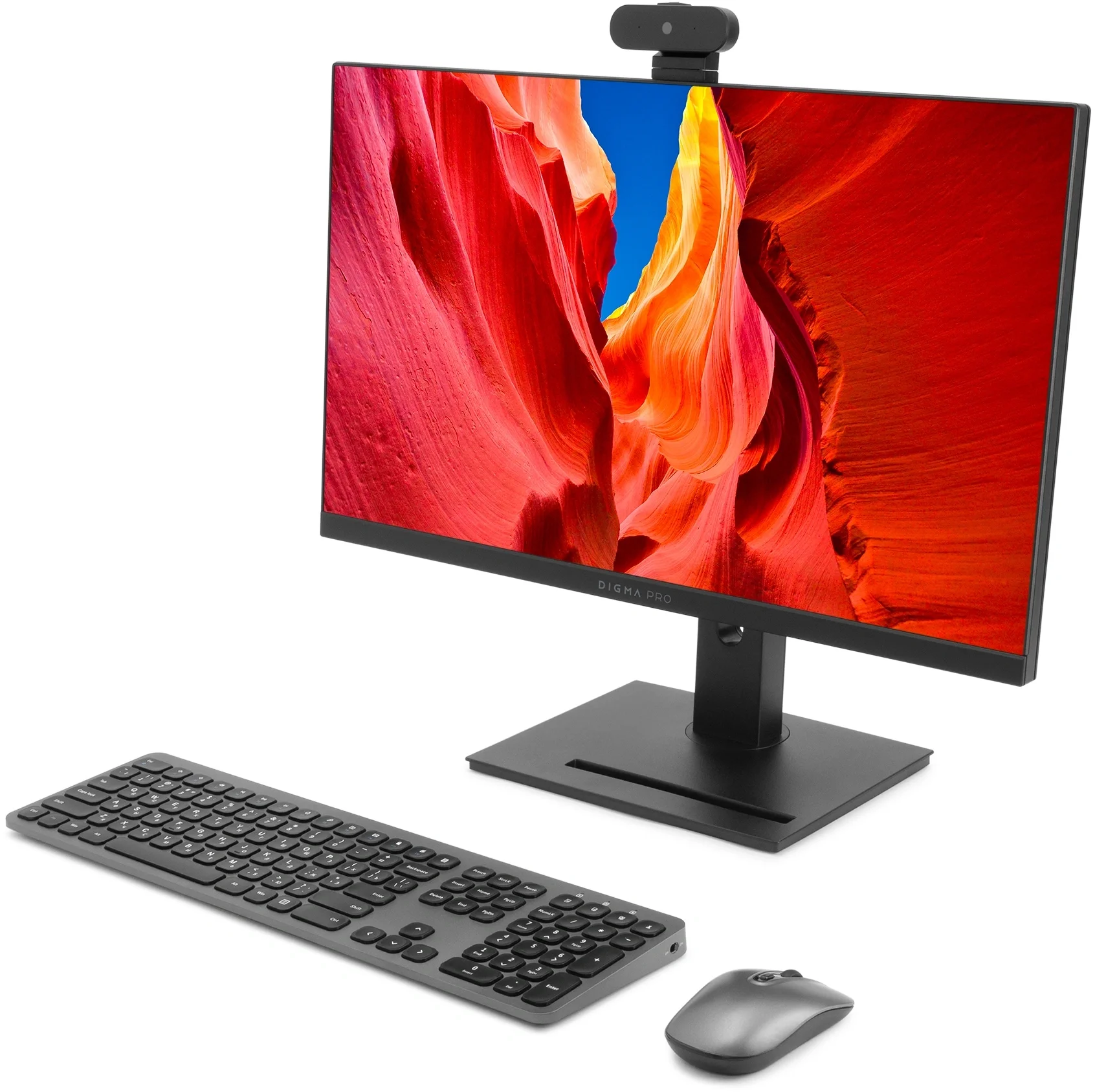 Моноблок Digma Pro Vision 23.8" Full HD Ryzen 3 5425U (2.7) 16Gb SSD512Gb RGr CR Windows 11 Pro Eth WiFi BT 90W клавиатура мышь Cam черный 1920x1080