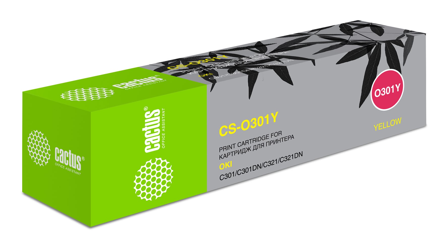 -/ Картридж лазерный Cactus 44973541 CS-O301Y 44973541 желтый (1500стр.) для Oki C301/321
