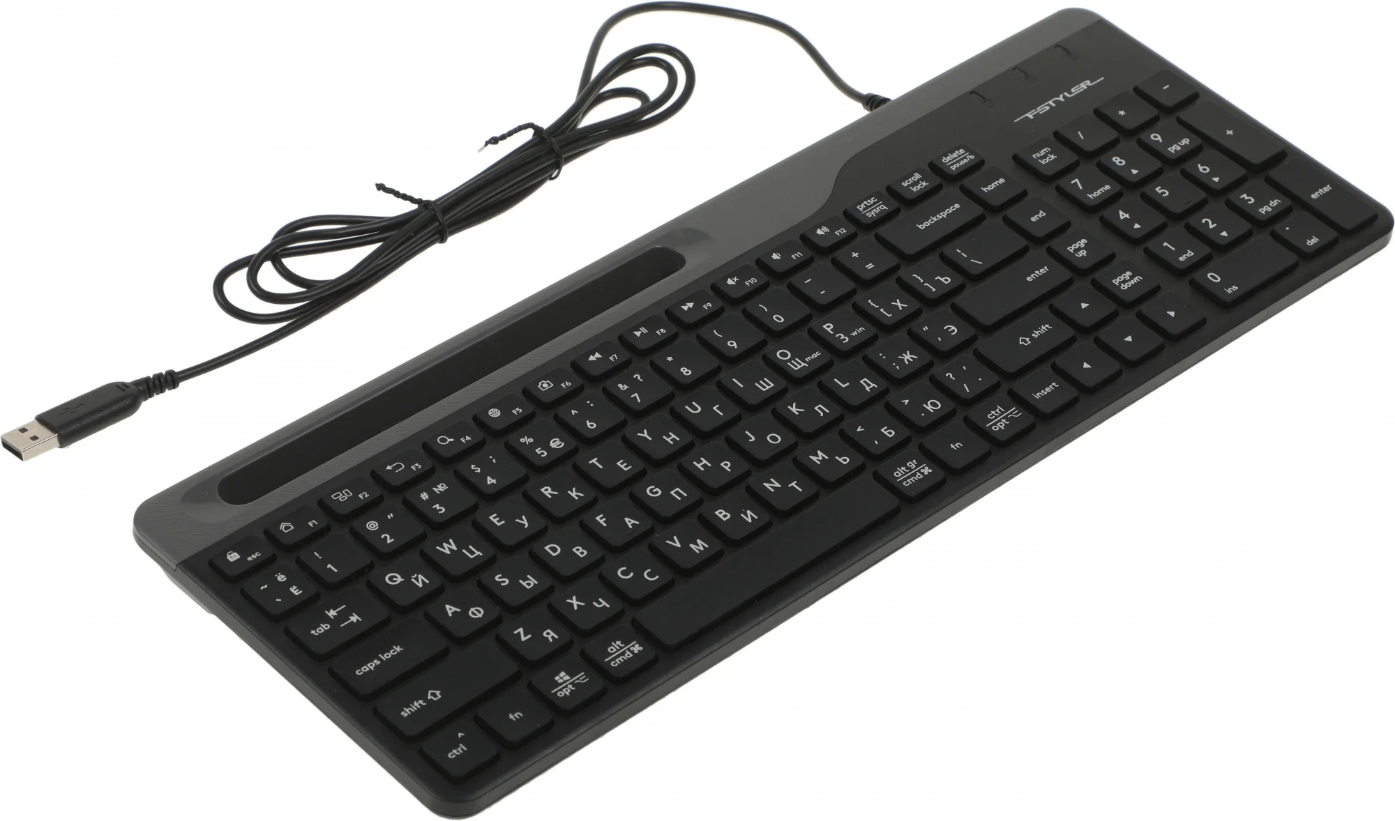 Клавиатура A4Tech FK25 черный/серый USB slim (FK25 BLACK) кабель 1.5м