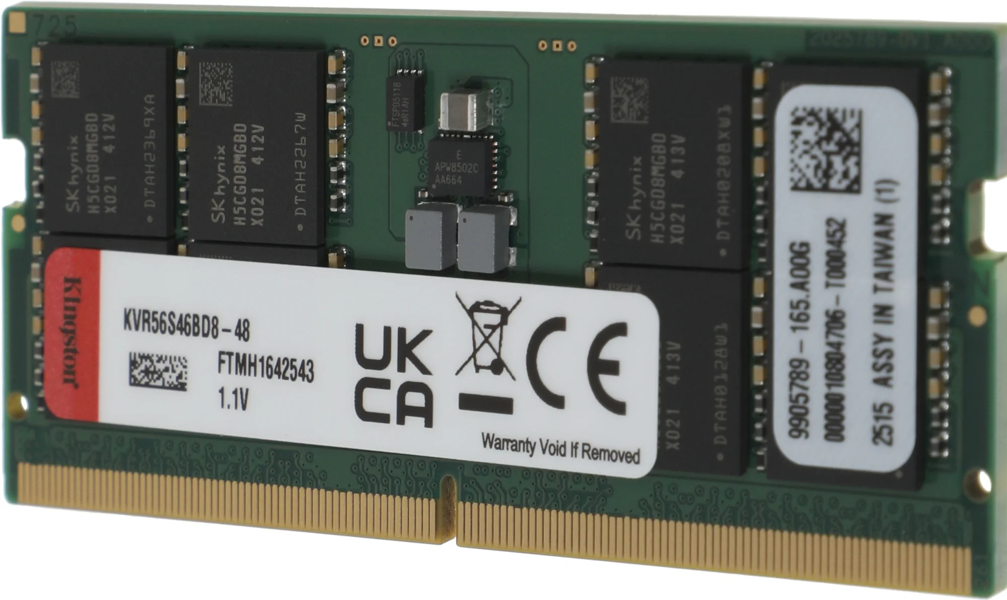 Память DDR5 48GB 5600MHz Kingston KVR56S46BD8-48 Valueram RTL PC5-44800 CL46 SO-DIMM 262-pin 1.1В single rank Ret