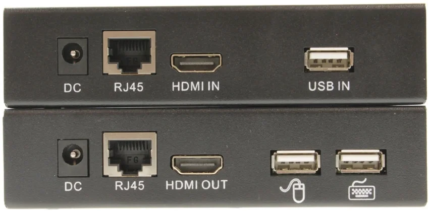 Комплект (передатчик+приемник) OSNOVO TA-HiKMP+RA-HiKMP Комплект для передачи HDMI, USB(клавиатура и мышь), ИК управления и питания по кабелю витой пары (HDBaseT). Расстояние передачи до 40м (4K2K(30Гц)), до 70м (1080p). Поддержка