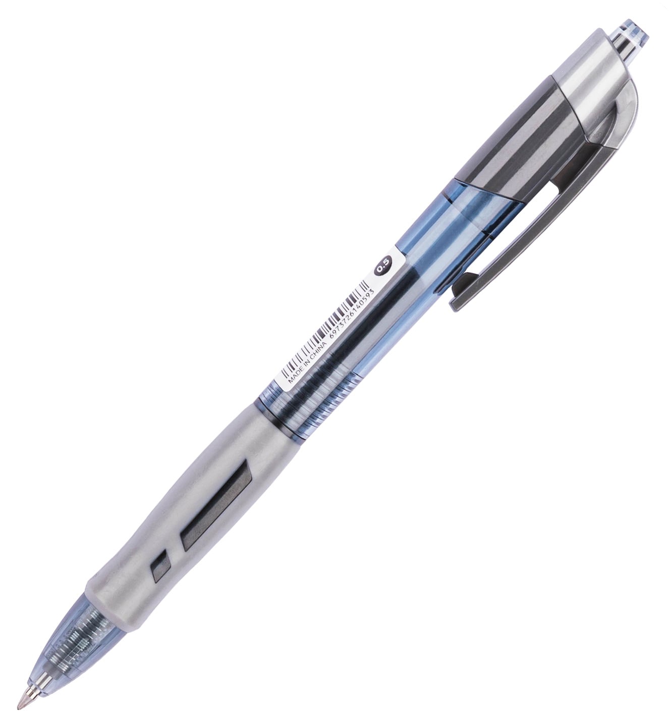 Ручка гелевая автоматическая Deli Arris EG08-BK прозрачный/серый, d=0.5мм, черные чернила, резиновая манжета