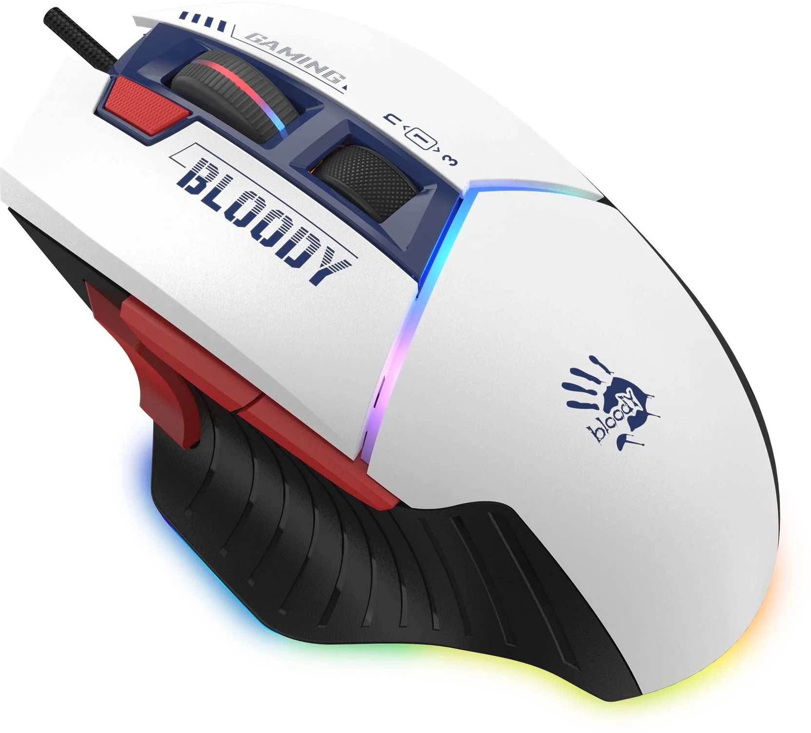 Мышь A4TECH Bloody W95 Max Sports, игровая, оптическая, проводная, USB, синий и белый (w95 max sports navy)