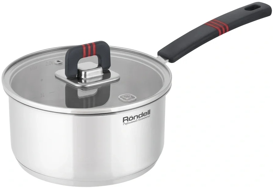 Ковш Rondell Stripes RDS-1635 2л. d=18см (с крышкой) стальной
