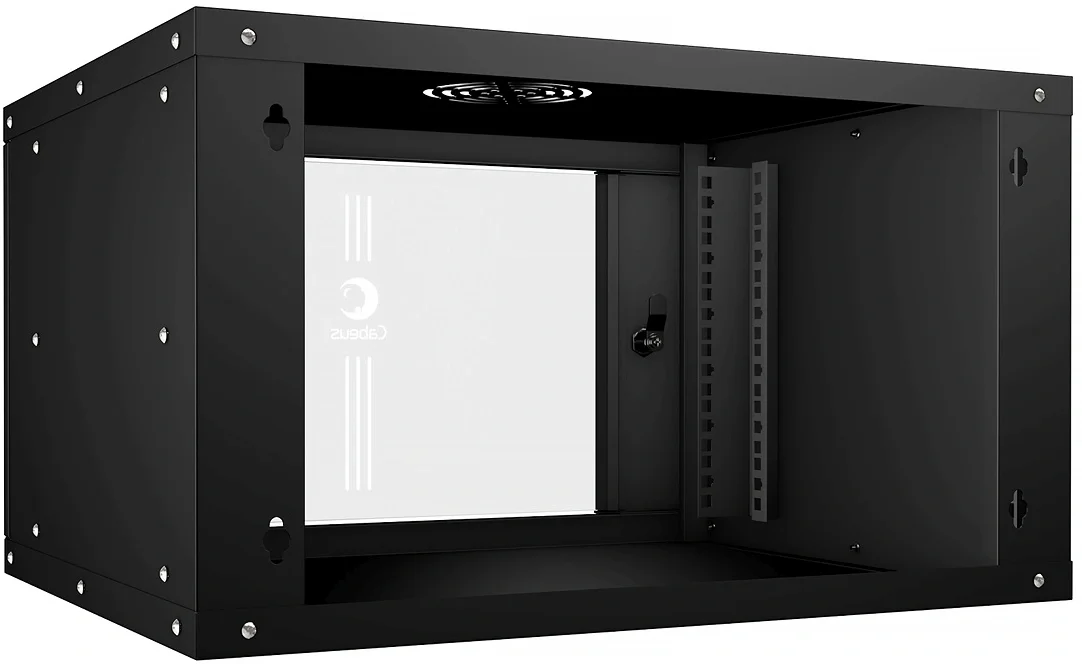 Шкаф коммутационный Cabeus (WSC-05D-6U55/45-BK) настенный 6U 550x450мм пер.дв.стекл 30кг черный 390мм 11кг 220град. 320мм IP20 сталь