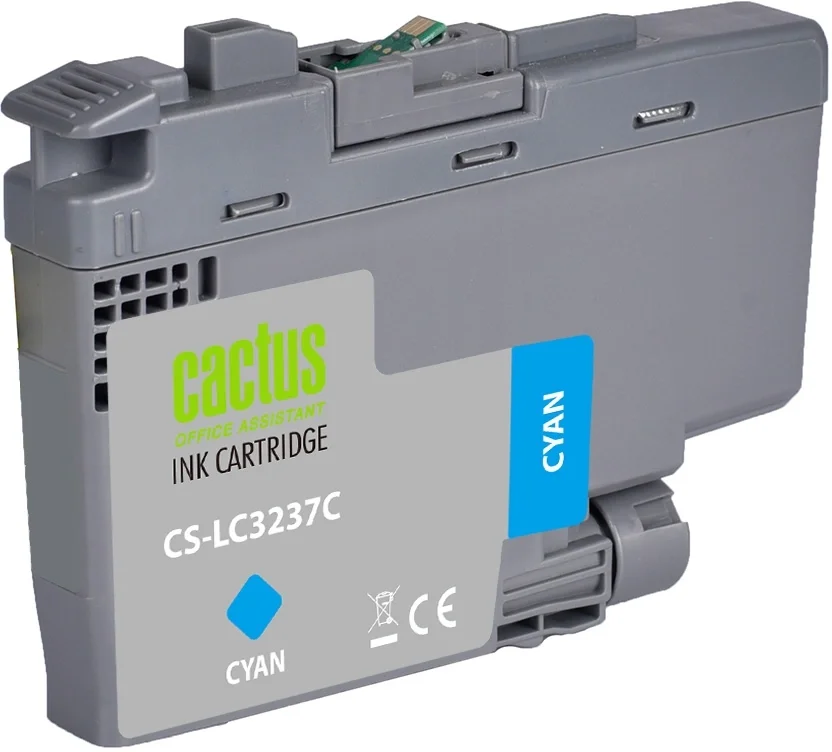Картридж струйный Cactus CS-LC3237C голубой (18.4мл) для Brother HL-J6000DW/J6100DW с чипом