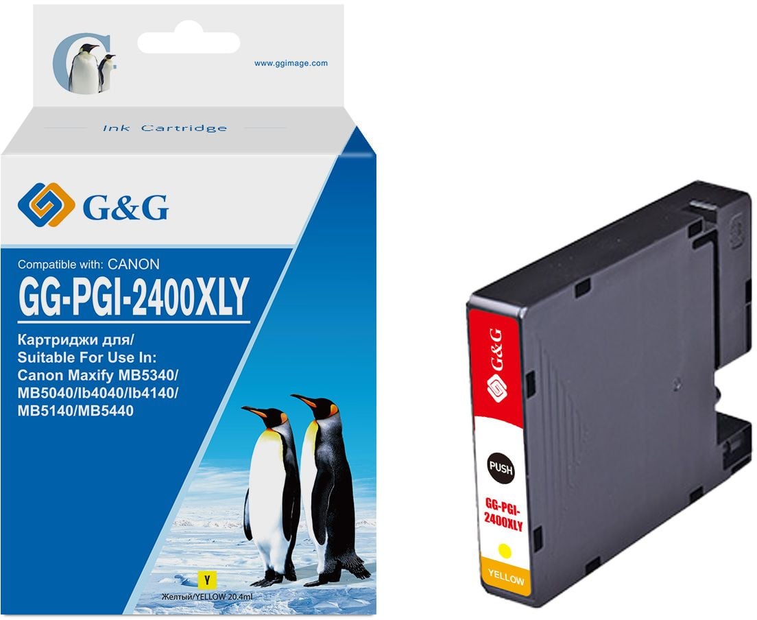 Картридж струйный G&G GG-PGI-2400XLY (PGI-2400XL Y) желтый (20.4 мл) для Canon Maxify iB4040/iB4140/МВ5040/MB5140/МВ5340/MB5440