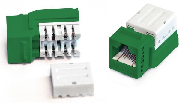 Hyperline KJNE-8P8C-C5e-90-GN Вставка Keystone Jack RJ-45(8P8C), категория 5e, 110 IDC, заделка с помощью NE-TOOL, зеле