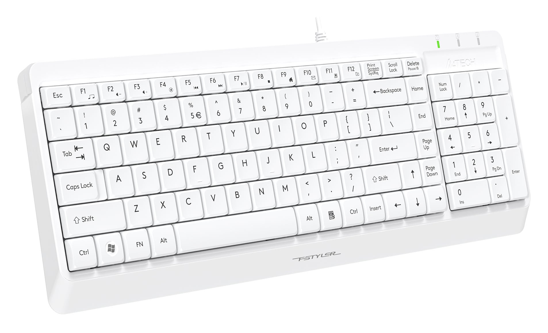 Клавиатура A4Tech FK15 белый USB (FK15 WHITE) кабель 1.5м
