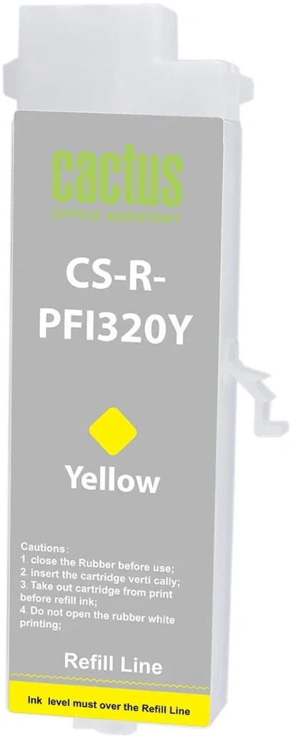 Картридж перезаправляемый струйный Cactus CS-R-PFI320Y PFI-320Y желтый для Canon imagePrograf TM-200/200MFP/205/300/300MFP/305/250/255/350/355 без чипа