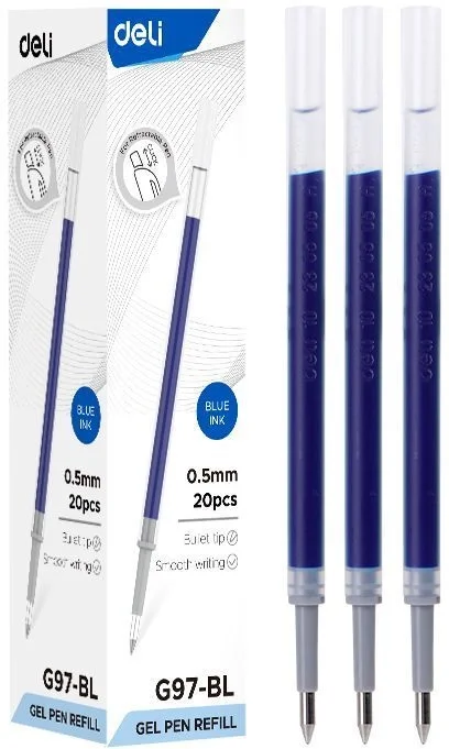 Стержень для гелевых ручек Deli EG97-BL 0.5мм, синий, блистер